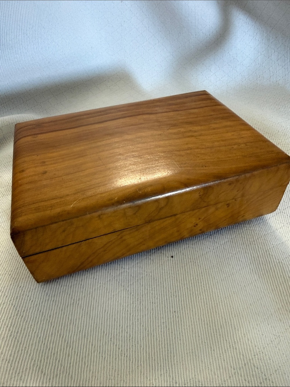 Vintage Olive Wood Trinket Box Handcrafted